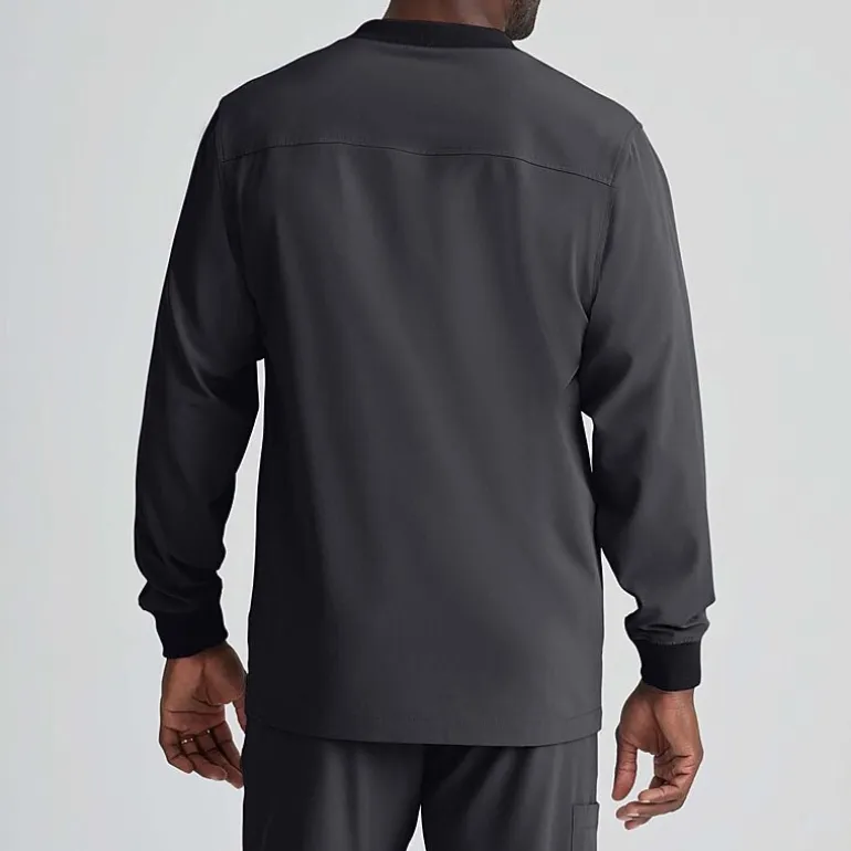 Skechers Sk0408 Structure 3-Pocket Crewneck Warm-Up Mens Big and Tall Tag Free Stretch Fabric Moisture Wicking Scrub Jackets