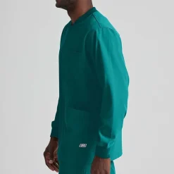 Skechers Sk0408 Structure 3-Pocket Crewneck Warm-Up Mens Big and Tall Tag Free Stretch Fabric Moisture Wicking Scrub Jackets