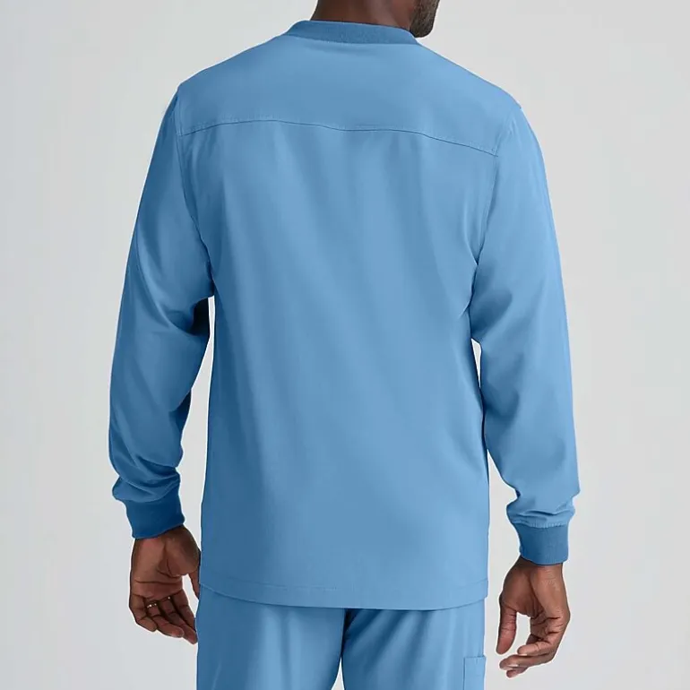Skechers Sk0408 Structure 3-Pocket Crewneck Warm-Up Mens Big and Tall Tag Free Stretch Fabric Moisture Wicking Scrub Jackets