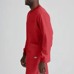 Skechers Sk0408 Structure 3-Pocket Crewneck Warm-Up Mens Big and Tall Tag Free Stretch Fabric Moisture Wicking Scrub Jackets