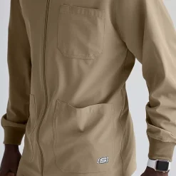 Skechers Sk0408 Structure 3-Pocket Crewneck Warm-Up Mens Big and Tall Tag Free Stretch Fabric Moisture Wicking Scrub Jackets