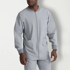 Skechers Sk0408 Structure 3-Pocket Crewneck Warm-Up Mens Big and Tall Tag Free Stretch Fabric Moisture Wicking Scrub Jackets