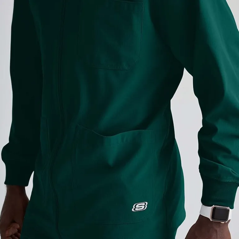 Skechers Sk0408 Structure 3-Pocket Crewneck Warm-Up Mens Big and Tall Tag Free Stretch Fabric Moisture Wicking Scrub Jackets