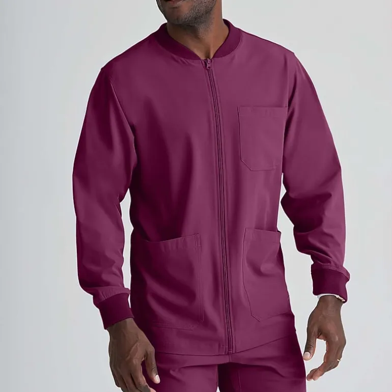 Skechers Sk0408 Structure 3-Pocket Crewneck Warm-Up Mens Big and Tall Tag Free Stretch Fabric Moisture Wicking Scrub Jackets