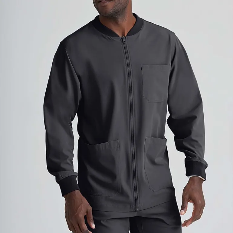 Skechers Sk0408 Structure 3-Pocket Crewneck Warm-Up Mens Big and Tall Tag Free Stretch Fabric Moisture Wicking Scrub Jackets
