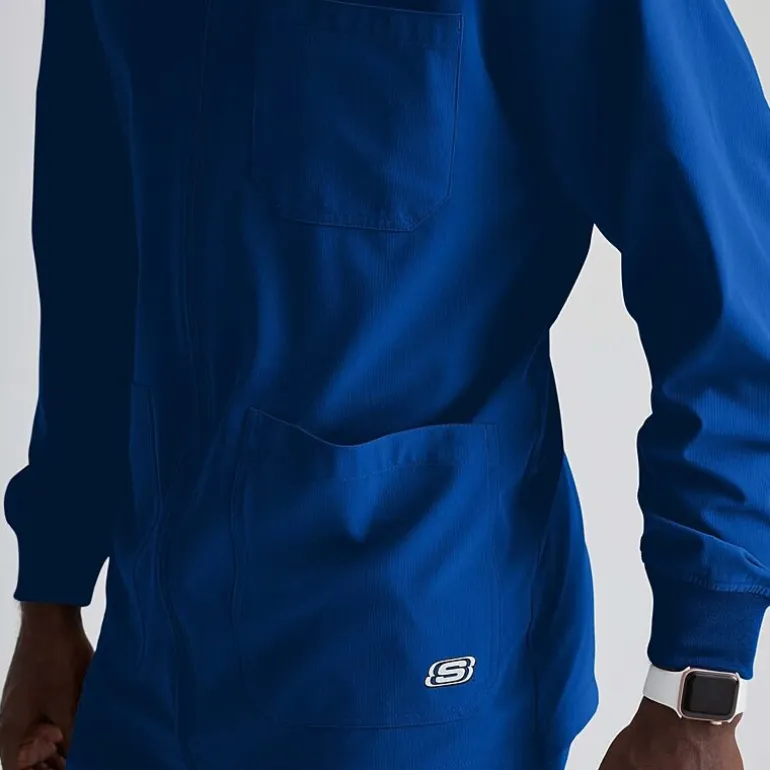 Skechers Sk0408 Structure 3-Pocket Crewneck Warm-Up Mens Big and Tall Tag Free Stretch Fabric Moisture Wicking Scrub Jackets