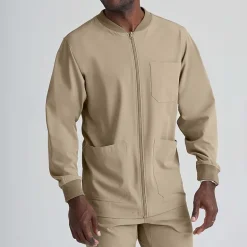 Skechers Sk0408 Structure 3-Pocket Crewneck Warm-Up Mens Big and Tall Tag Free Stretch Fabric Moisture Wicking Scrub Jackets