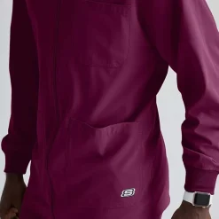 Skechers Sk0408 Structure 3-Pocket Crewneck Warm-Up Mens Big and Tall Tag Free Stretch Fabric Moisture Wicking Scrub Jackets