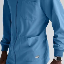 Skechers Sk0408 Structure 3-Pocket Crewneck Warm-Up Mens Big and Tall Tag Free Stretch Fabric Moisture Wicking Scrub Jackets