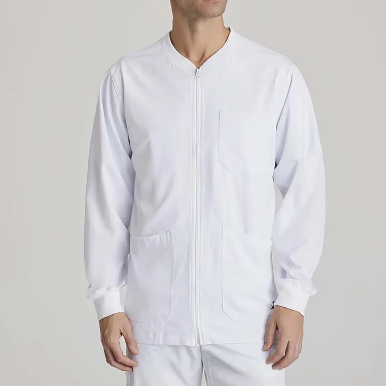 Skechers Sk0408 Structure 3-Pocket Crewneck Warm-Up Mens Big and Tall Tag Free Stretch Fabric Moisture Wicking Scrub Jackets