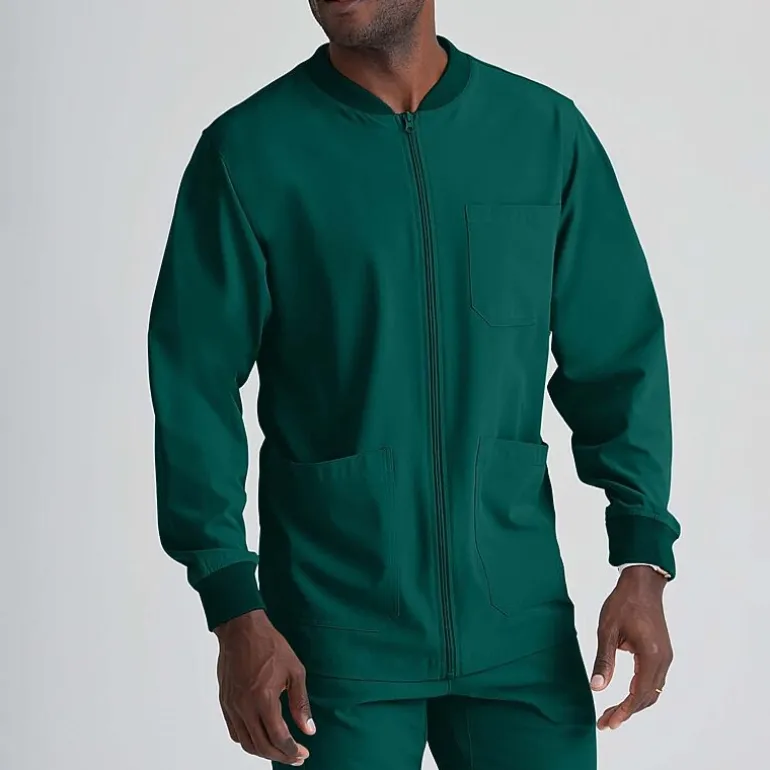Skechers Sk0408 Structure 3-Pocket Crewneck Warm-Up Mens Big and Tall Tag Free Stretch Fabric Moisture Wicking Scrub Jackets