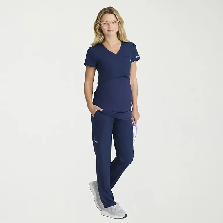 Skechers Skt269 Bloom 1-Pocket Womens Maternity V Neck Short Sleeve Stretch Fabric Moisture Wicking Scrub Top