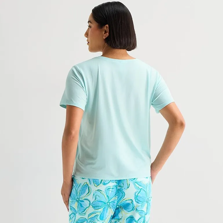 Sleep Chic Womens Crew Neck Short Sleeve Pajama Top