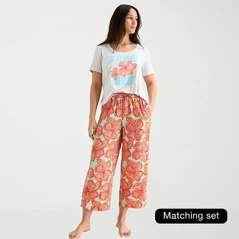 Sleep Chic Womens Poplin Pajama Capri Pant