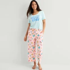 Sleep Chic Womens Poplin Pajama Capri Pant