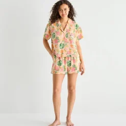 Sleep Chic Womens Poplin V-Neck Short Sleeve 2-pc. Pajama Set