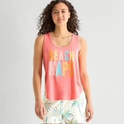 Sleep Chic Womens Scoop Neck Sleeveless Pajama Top