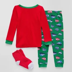 Sleep On It Gift Set Toddler Boys Crew Neck Long Sleeve 3-pc. Pajama Set