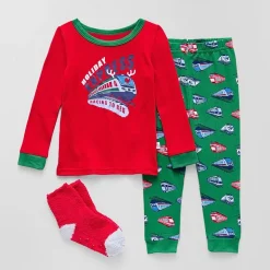 Sleep On It Gift Set Toddler Boys Crew Neck Long Sleeve 3-pc. Pajama Set