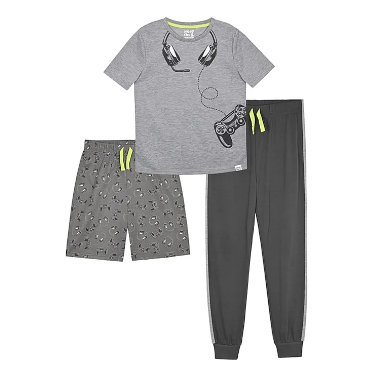 Sleep On It Little & Big Kid Boys Crew Neck Short Sleeve 3-pc. Pajama Set