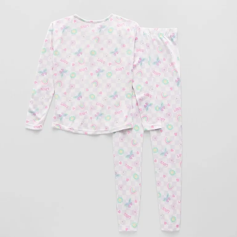 Sleep On It Little & Big Kid Girls Crew Neck Long Sleeve 3-pc. Pajama Set