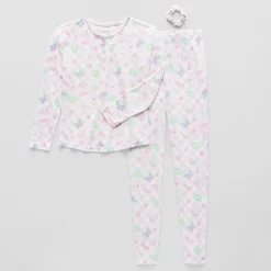 Sleep On It Little & Big Kid Girls Crew Neck Long Sleeve 3-pc. Pajama Set