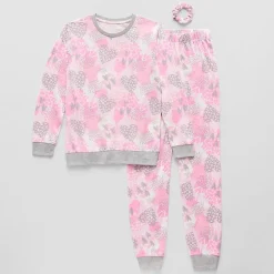 Sleep On It Little & Big Kid Girls Crew Neck Long Sleeve 3-pc. Pajama Set