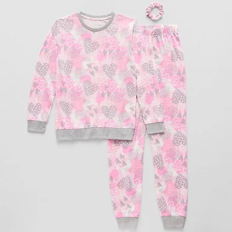 Sleep On It Little & Big Kid Girls Crew Neck Long Sleeve 3-pc. Pajama Set