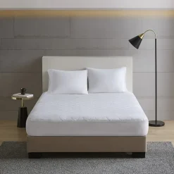 Sleep Philosophy All Natural Cotton Percale Quilted Mattress Pad with Spandex Snug-on Slip Fit Skirt