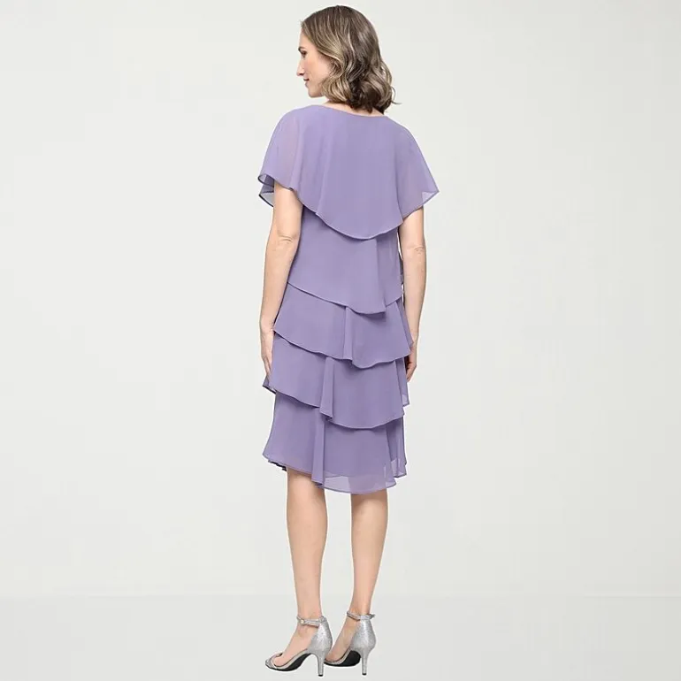 S. L. Fashions Womens V Neck Sleeveless Shift Dress