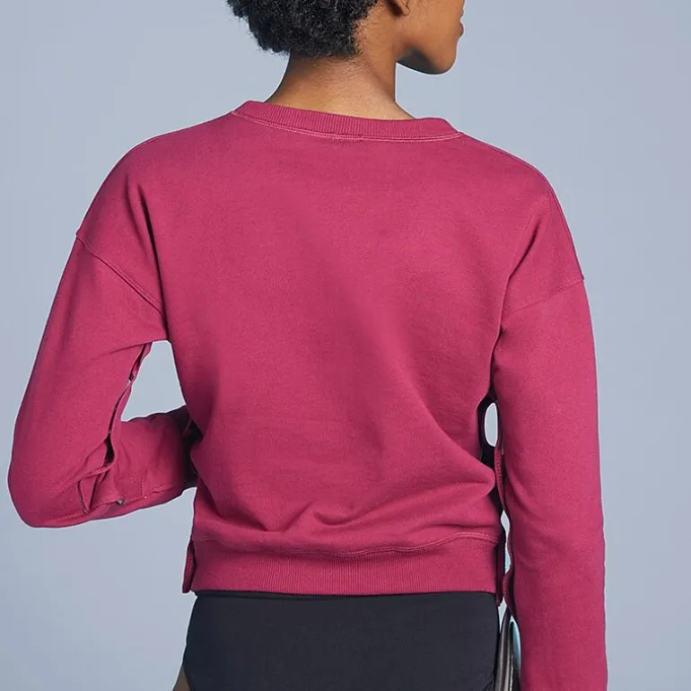 Slick Chicks Womens Adaptive Long Sleeve Crew Neck Sweat Shirt