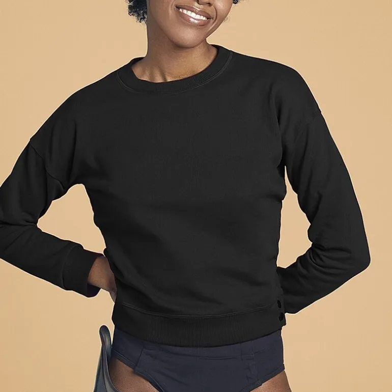 Slick Chicks Womens Adaptive Long Sleeve Crew Neck Sweat Shirt
