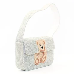 SOL and MER Beaded Bear Baguette Shoulder Bag