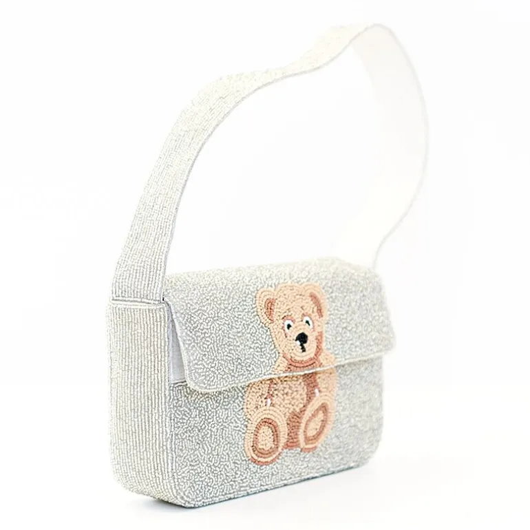 SOL and MER Beaded Bear Baguette Shoulder Bag