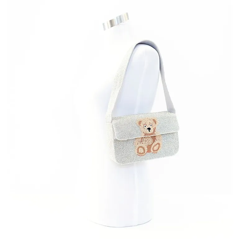 SOL and MER Beaded Bear Baguette Shoulder Bag