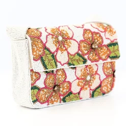 SOL and MER Beaded Floral Baguette Shoulder Bag