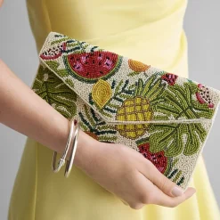 SOL and MER Beaded Fruits Beaded Clutch