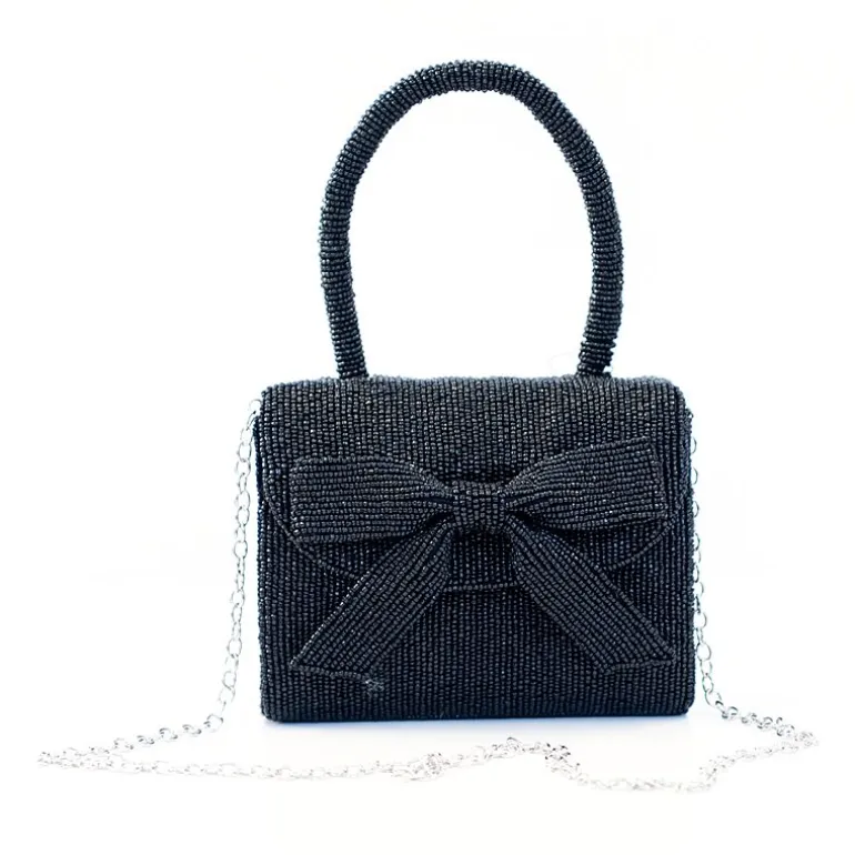 SOL and MER Bow Beaded Evening Bag