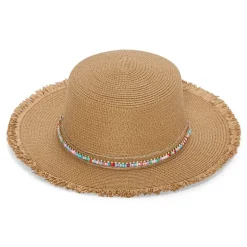 SOL and MER Frayed Edge Womens Boater Hat
