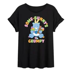 Some Bunny'S Grumpy Womens Juniors Round Neck Short Sleeve Oversized Care Bears Graphic T-Shirt