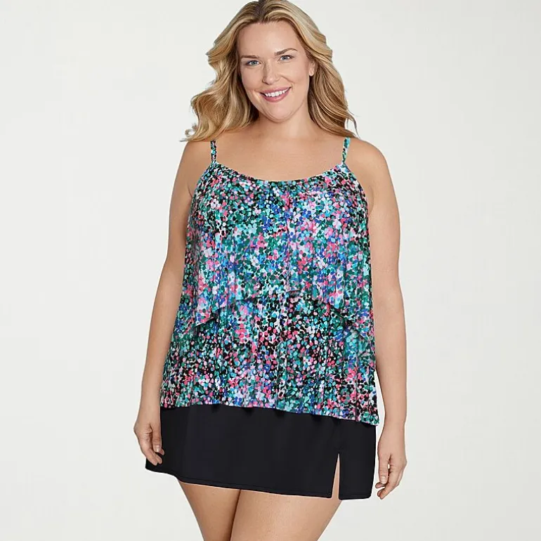 Sonnet Shores Womens Dots Plus Tankini Swimsuit Top