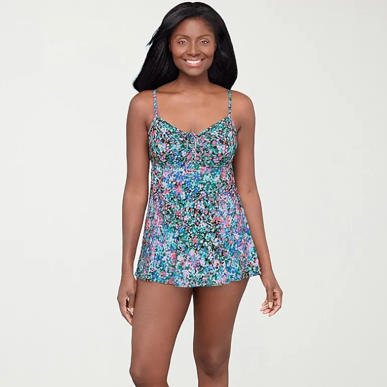 Sonnet Shores Womens Dots Swim Dress