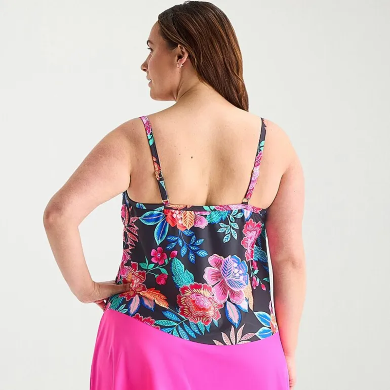 Sonnet Shores Womens Floral Plus Tankini Swimsuit Top