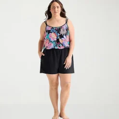 Sonnet Shores Womens Floral Plus Swim Romper