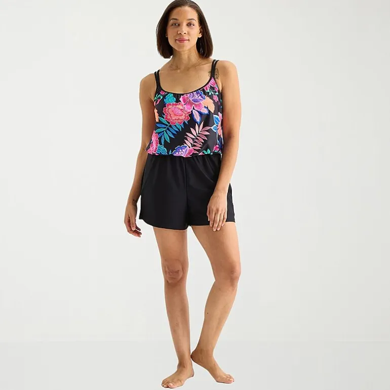 Sonnet Shores Womens Floral Swim Romper