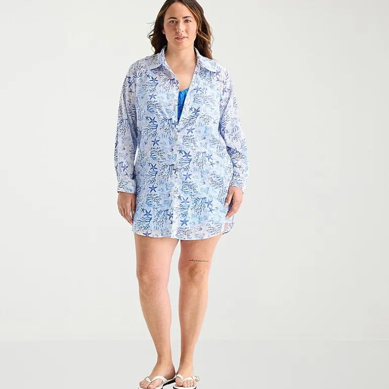 Sonnet Shores Womens Plus Dress Swimsuit Cover-Up