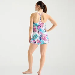Sonnet Shores Womens Tropical Leaf Swim Dress