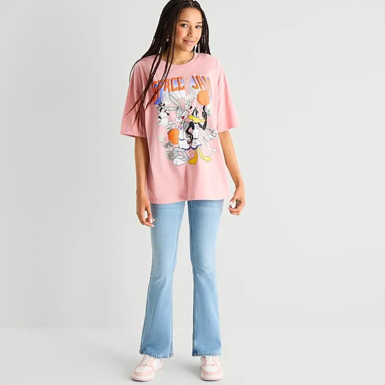 Spacejam Oversized Tee Womens Juniors Crew Neck Short Sleeve Oversized Graphic T-Shirt