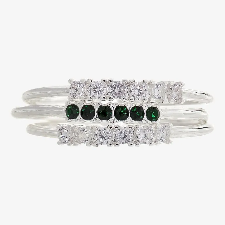 Sparkle Allure Birthstone Womens Red Cubic Zirconia Pure Silver Over Brass Ring Set