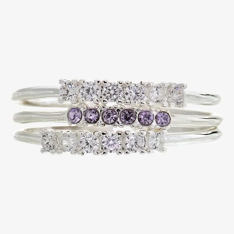 Sparkle Allure Birthstone Womens Red Cubic Zirconia Pure Silver Over Brass Ring Set